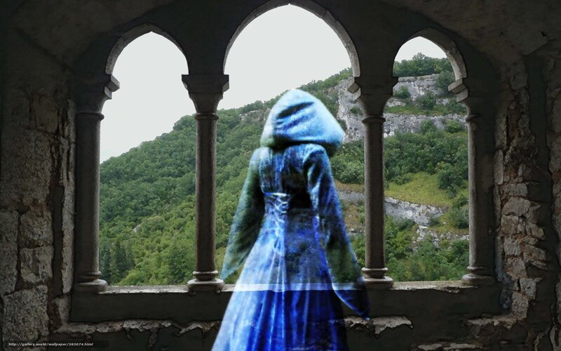 Ghostly figure at castle window