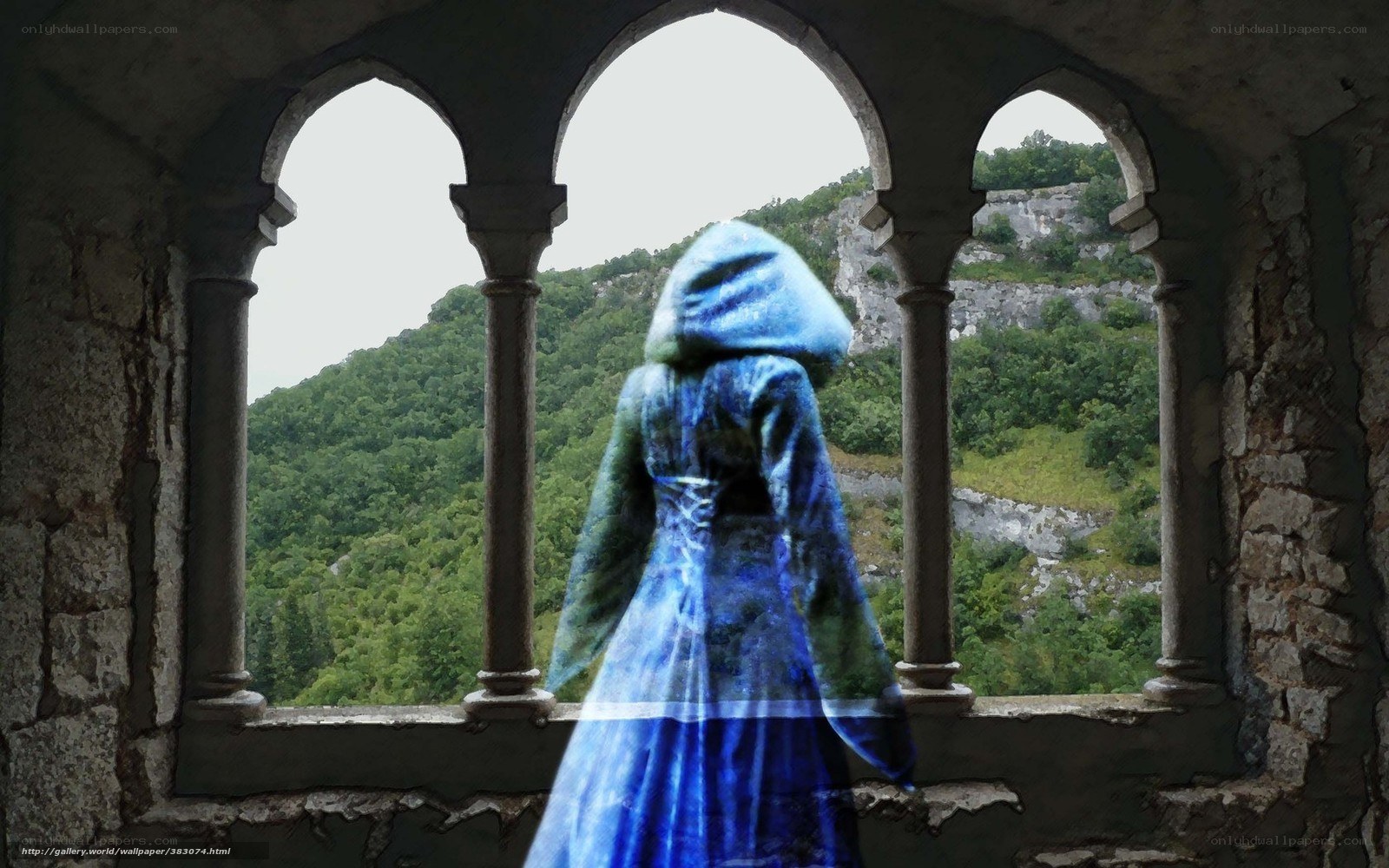 Ghostly figure at castle window