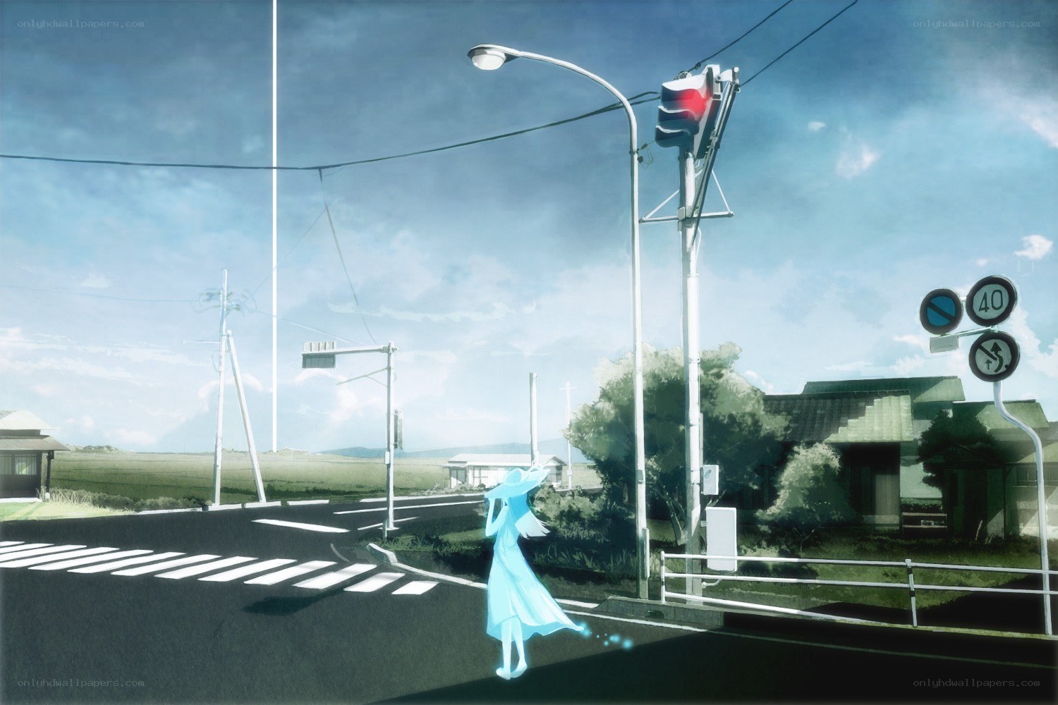 Ghostly figure at crosswalk