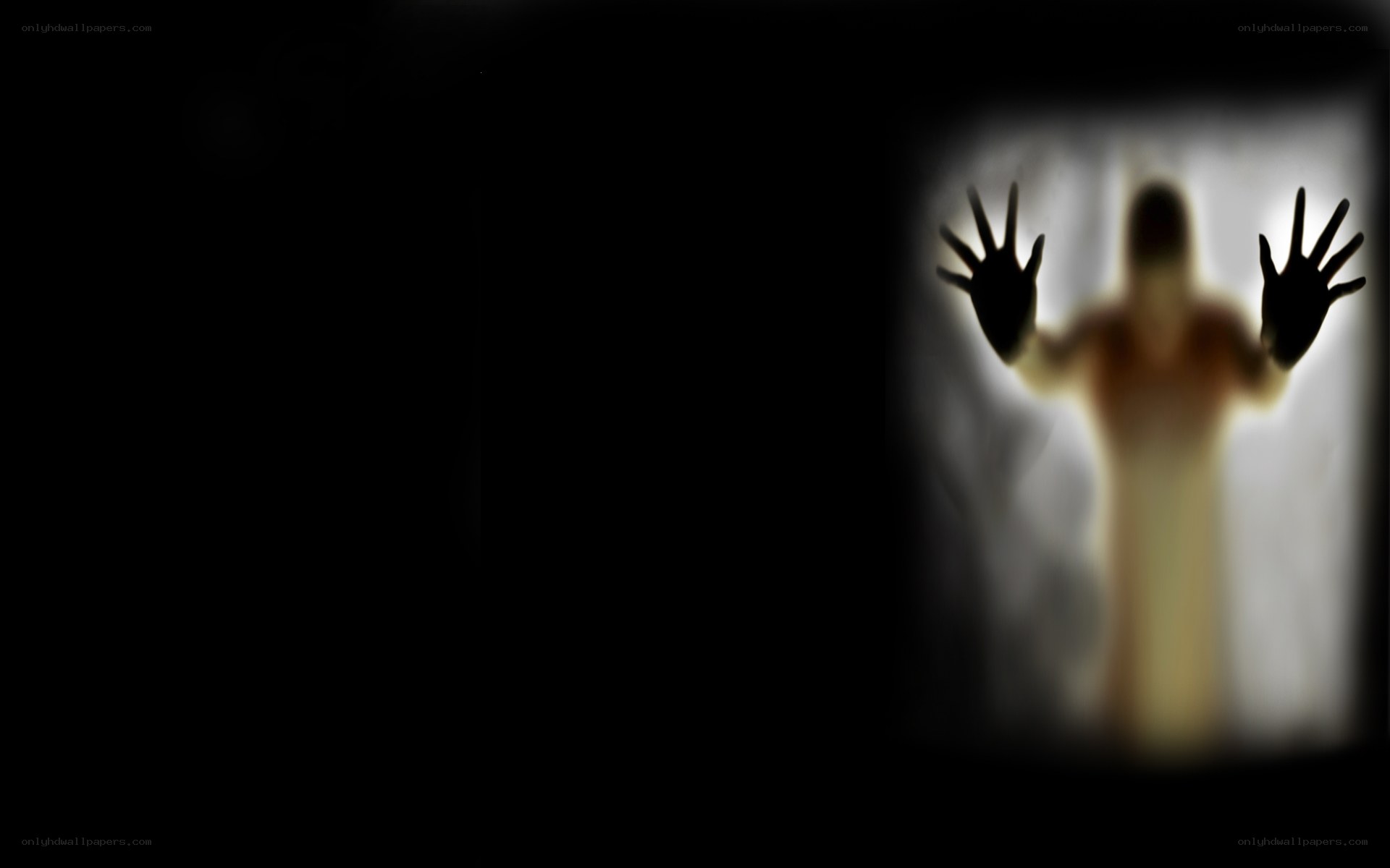 ghostly figure behind glass
