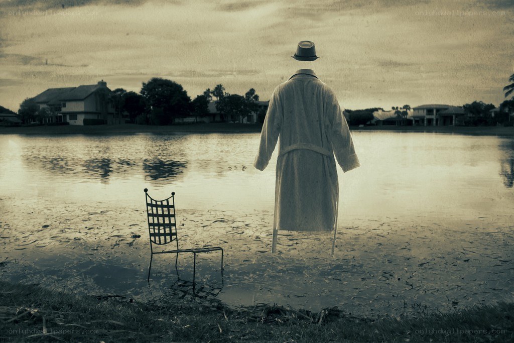 Ghostly figure by the lake