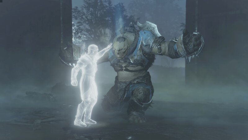Ghostly Figure Facing Ogre
