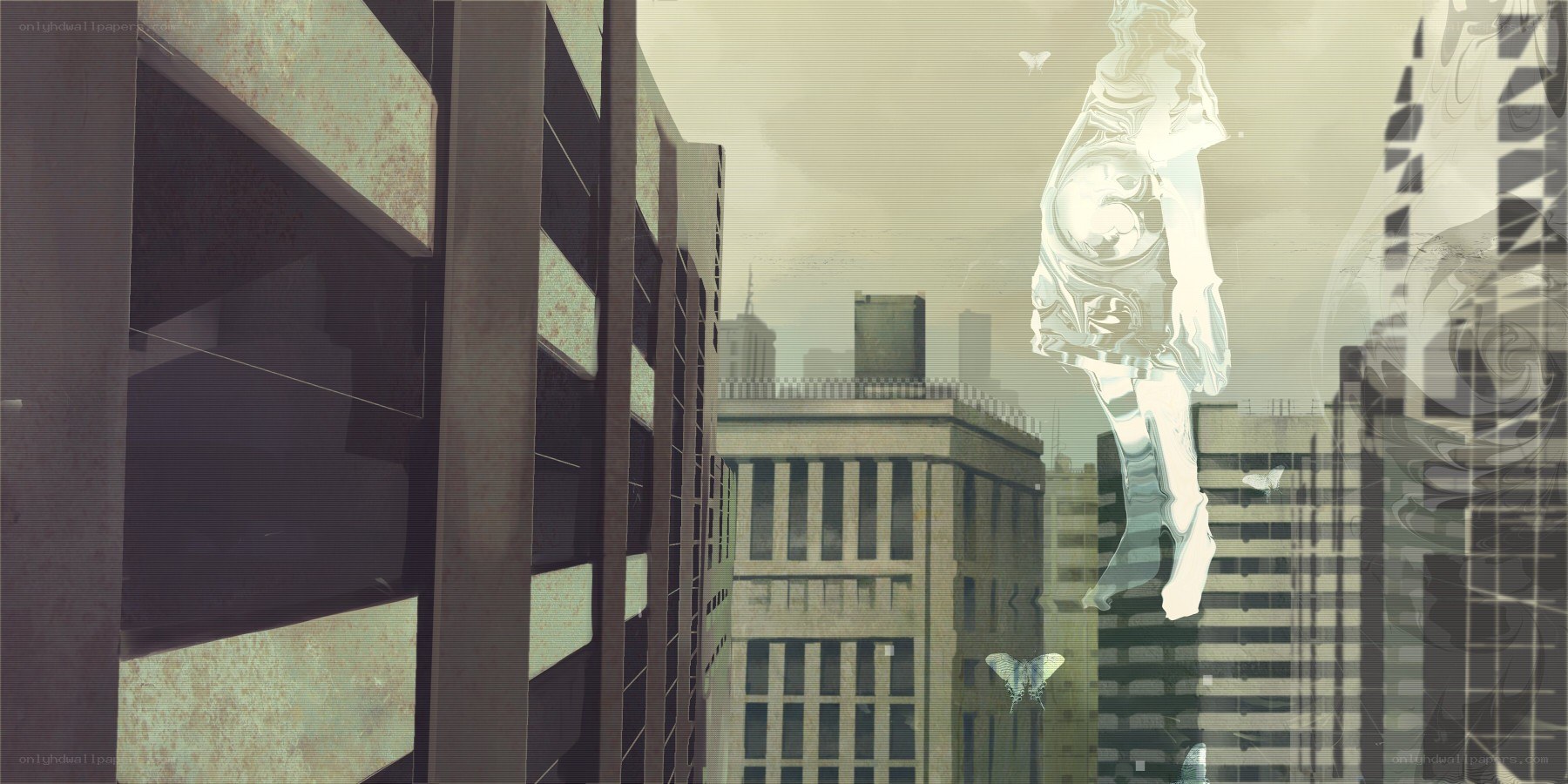 Ghostly figure in a city