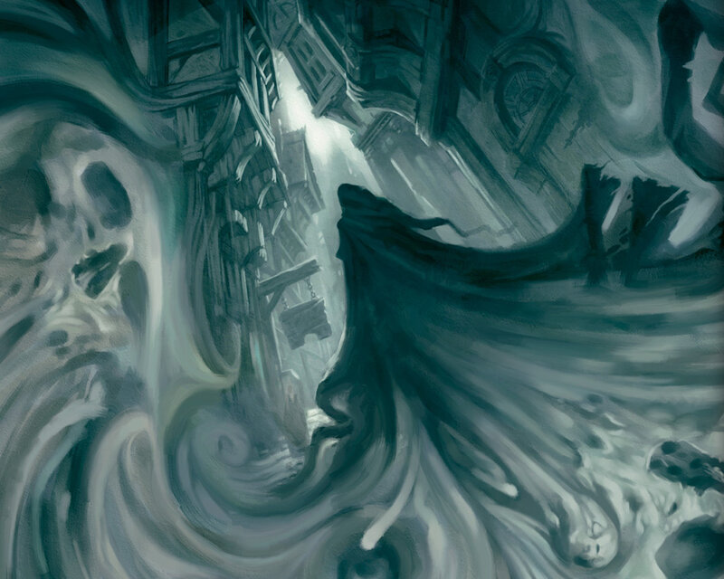 Ghostly figure in a haunted alley