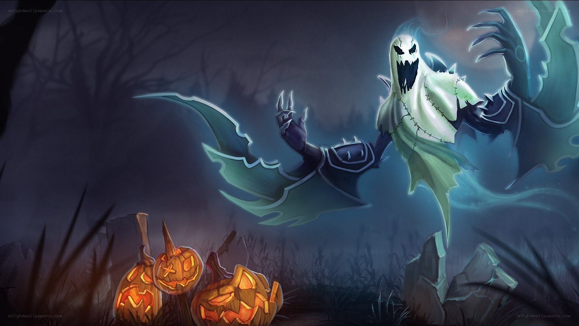 Ghostly figure in a haunted forest