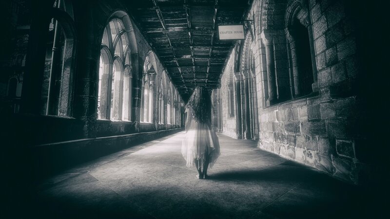Ghostly Figure in Corridor
