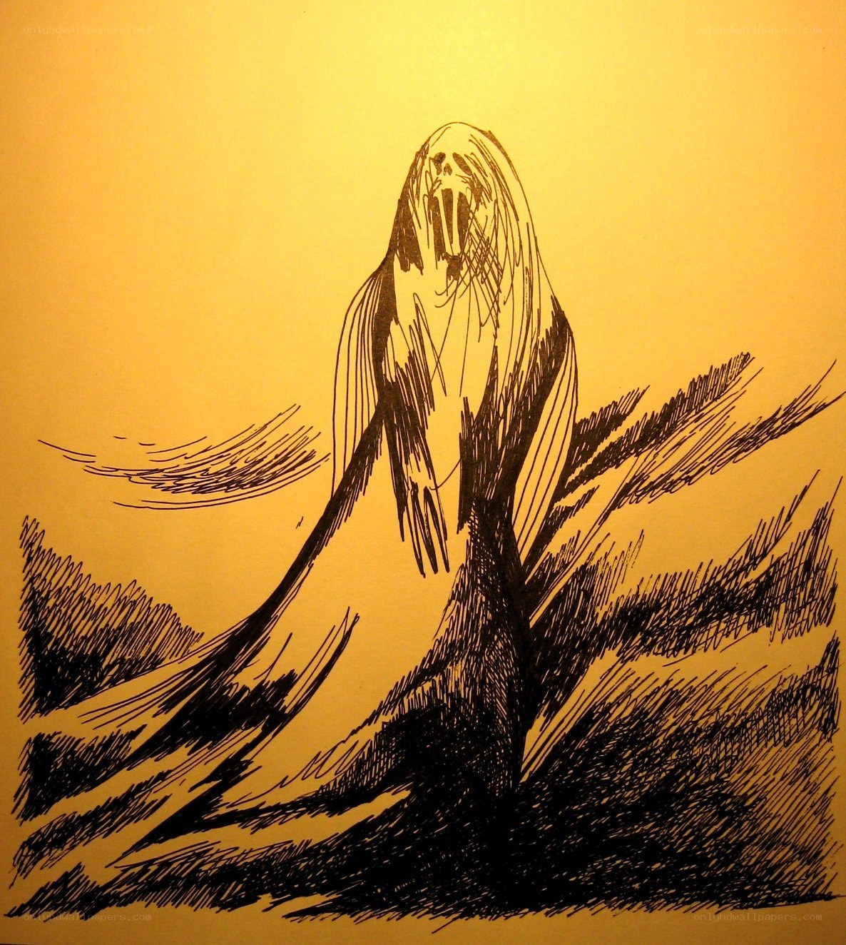 ghostly figure in dark cloak