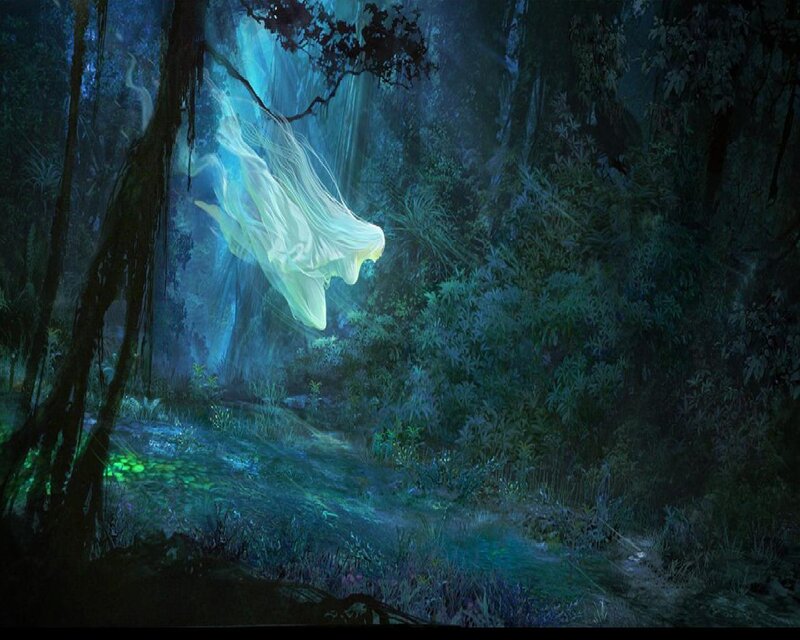 Ghostly Figure in Forest — Blue, Mystical