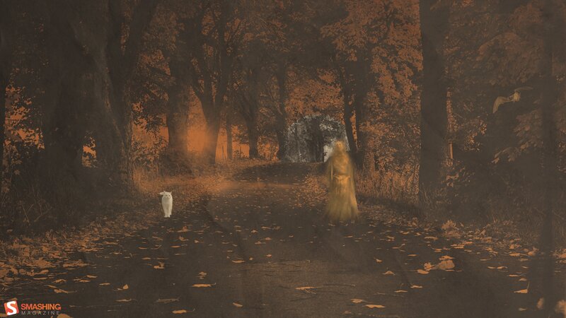Ghostly Figure in Forest — Brown