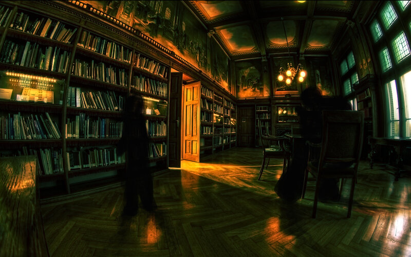 Ghostly Figure in Library