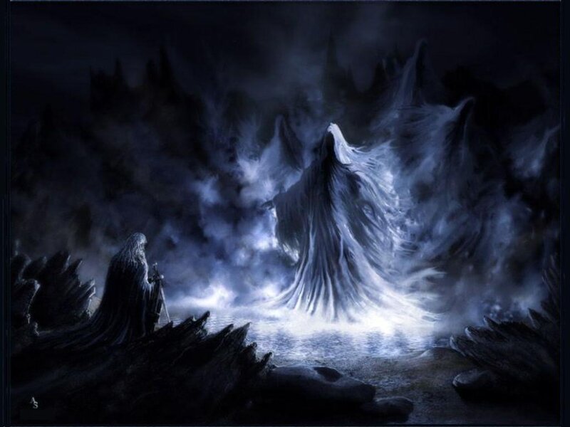 Ghostly Figure in Mist — Black