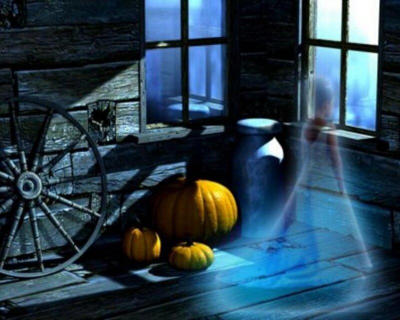 Ghostly Figure in Room — Blue