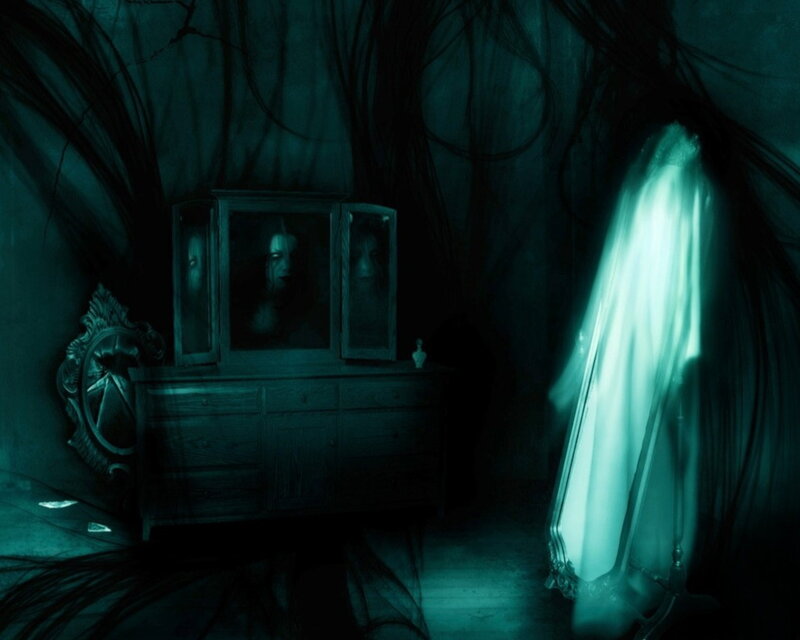Ghostly Figure in Room — Teal