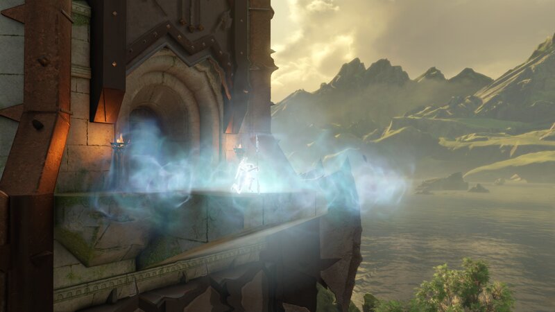 Ghostly Figure in Ruin — Blue