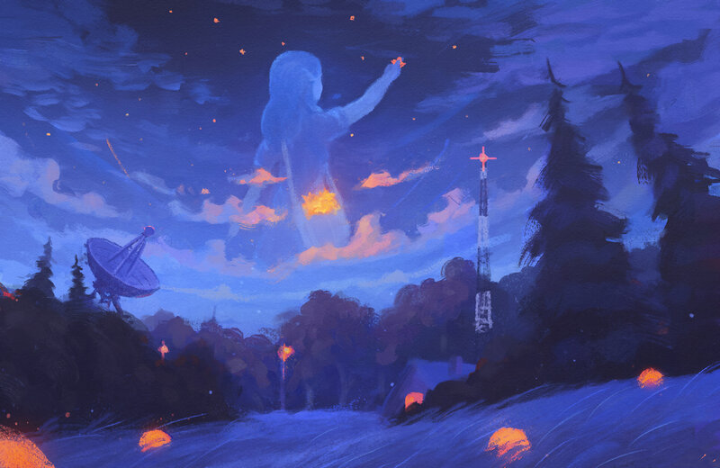 Ghostly Figure in Sky
