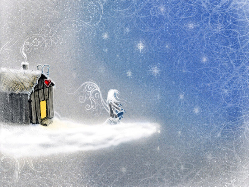 Ghostly Figure in Snow — Blue