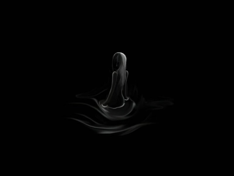 Ghostly Figure in Water — Black