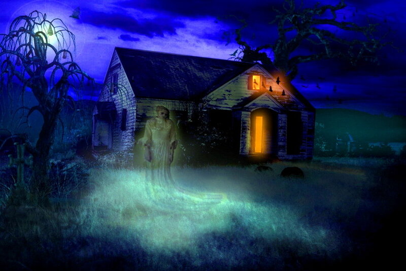 Ghostly Figure in Yard