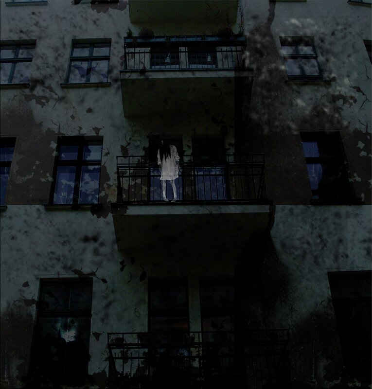 Ghostly Figure on Balcony