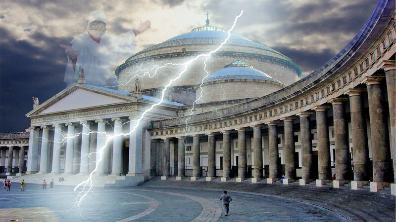 Ghostly Figure over Building