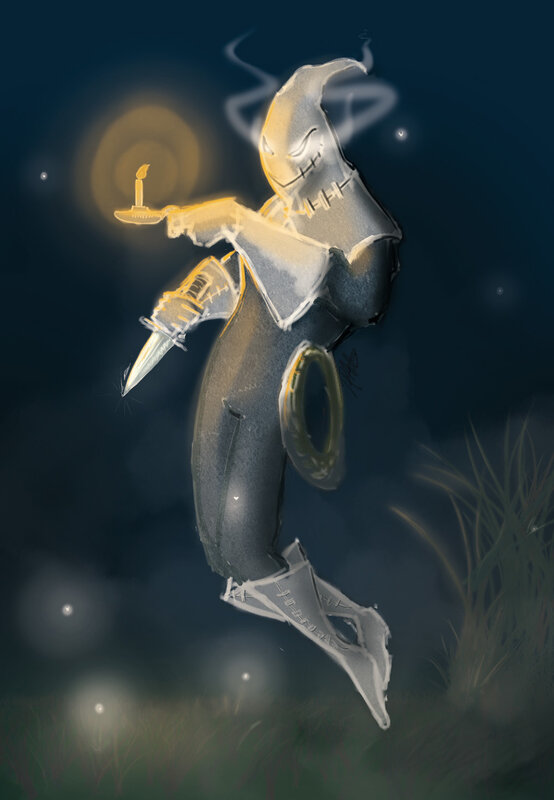 Ghostly figure with candle