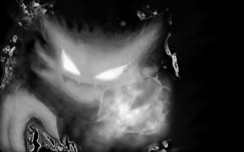 Ghostly Figure with Glowing Eyes — Black, Dark, Menacing