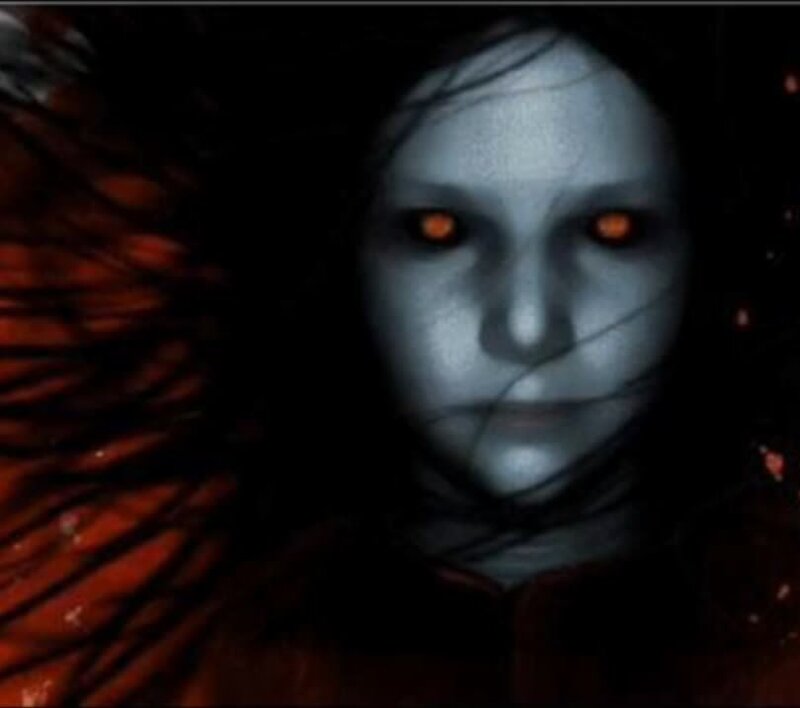 Ghostly Figure with Glowing Eyes — Black