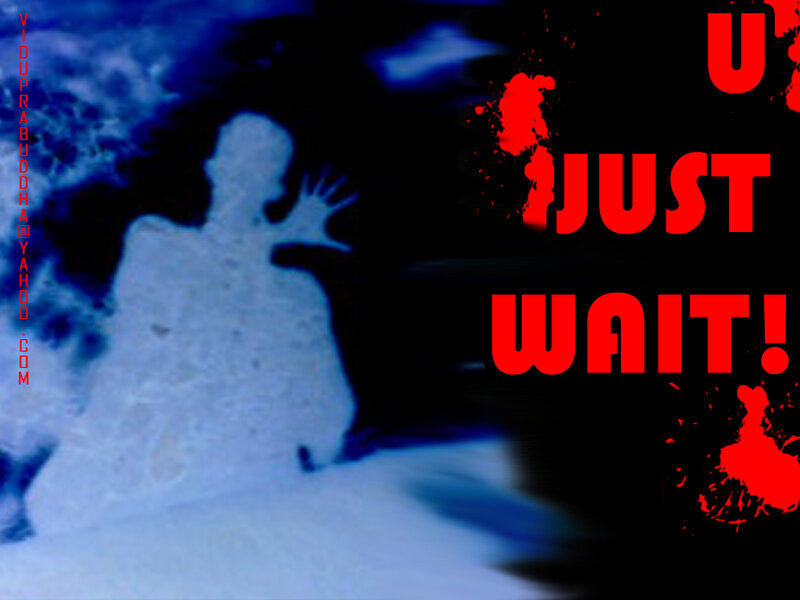 ghostly figure with warning text