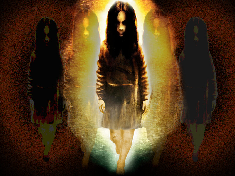 ghostly figures in a dark corridor