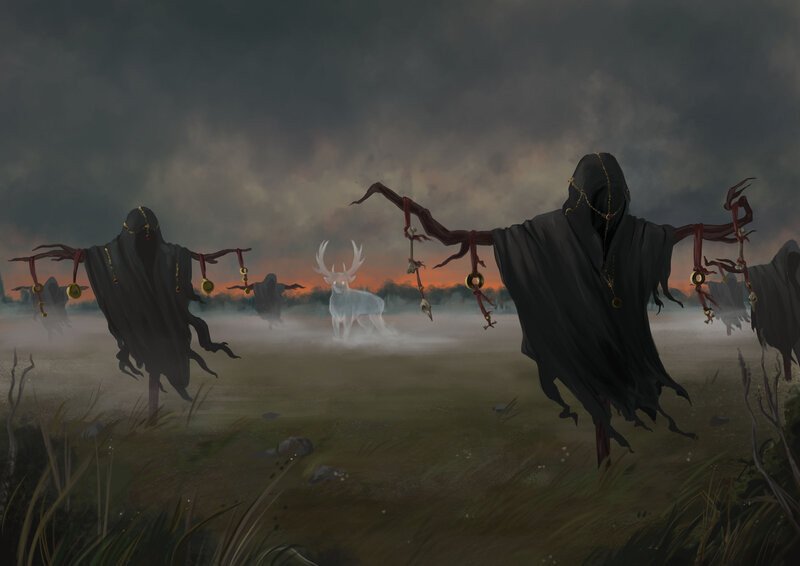 Ghostly Figures in Field