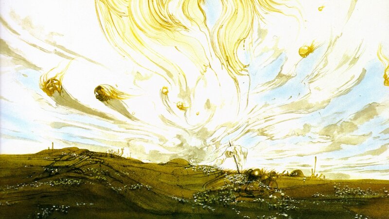 Ghostly Figures in Sky — Yellow