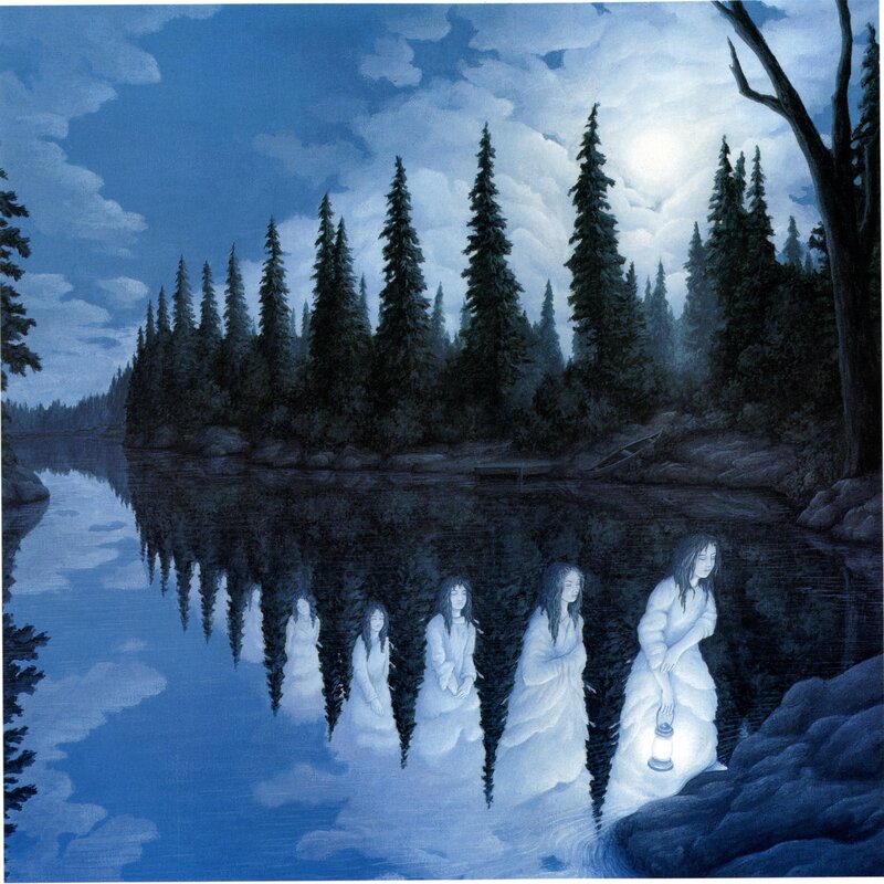 Ghostly Figures in Water — Blue