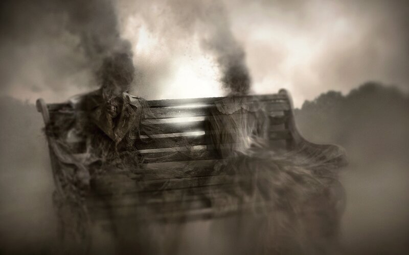 Ghostly Figures on Bench