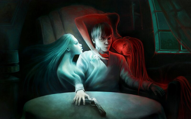 Ghostly Figures with Man