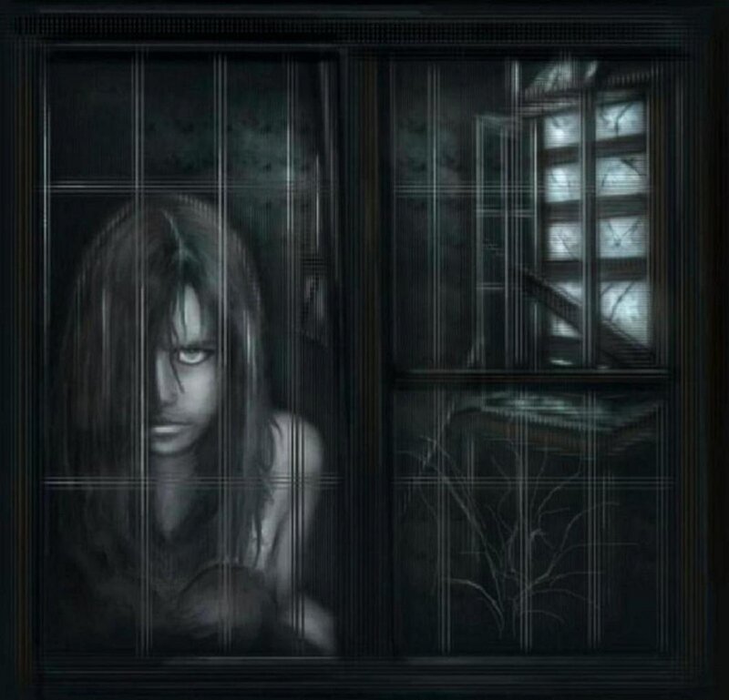 Ghostly Girl Behind Window