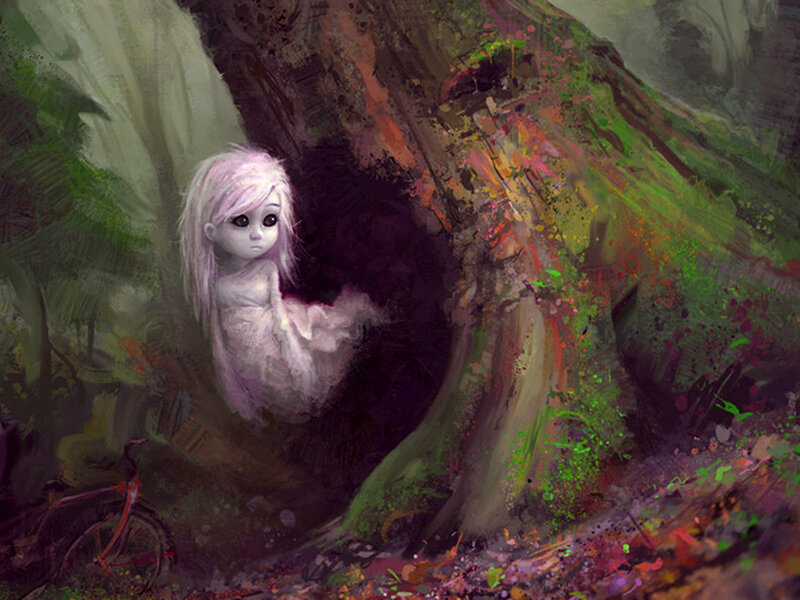 Ghostly Girl in Cave
