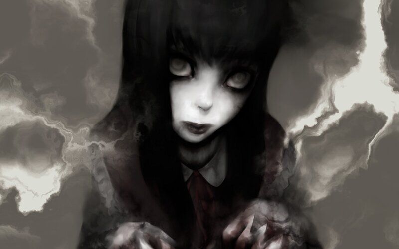 Ghostly Girl in Dark Dress