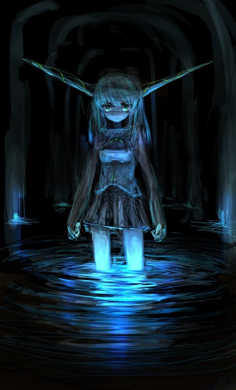 ghostly girl in dark water