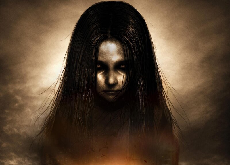 Ghostly Girl with Dark Hair