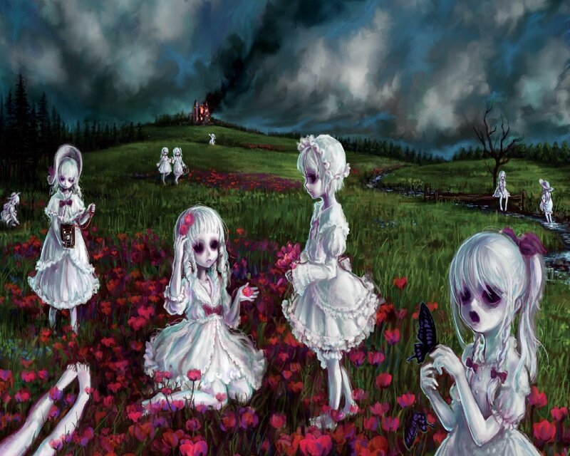 Ghostly Girls in Field