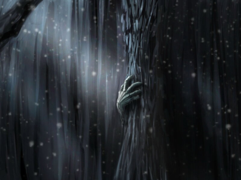 Ghostly Hand on Tree