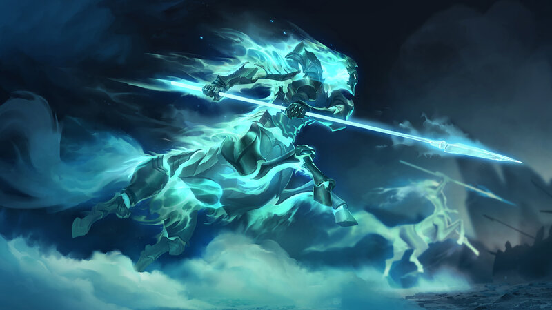 Ghostly Knight on Horse — Blue