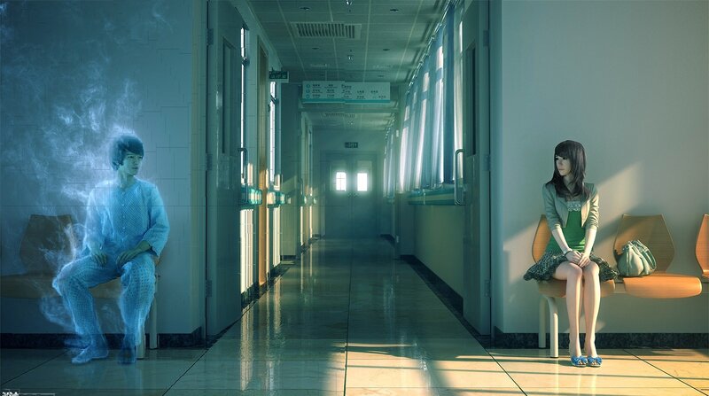 Ghostly Man and Woman — Blue