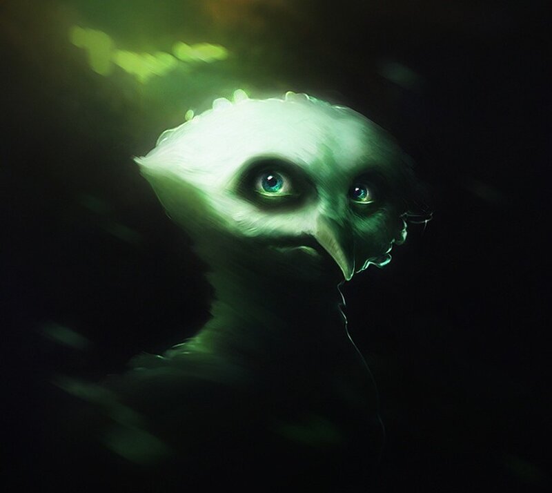 Ghostly Owl in Darkness