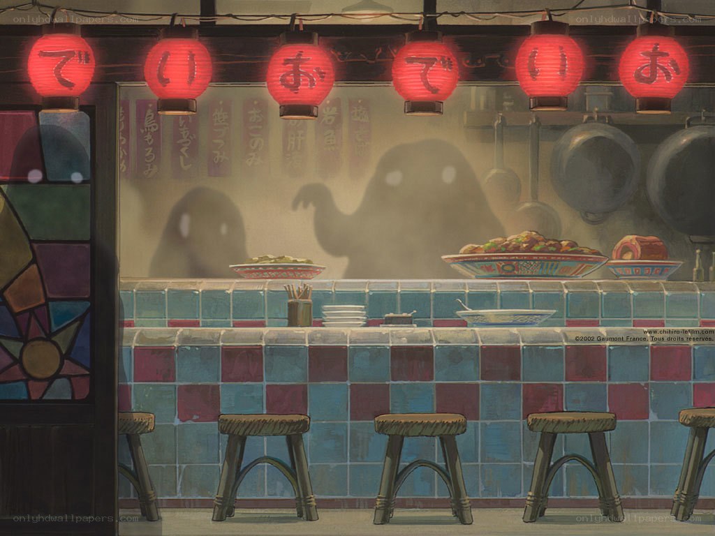 Ghostly restaurant scene
