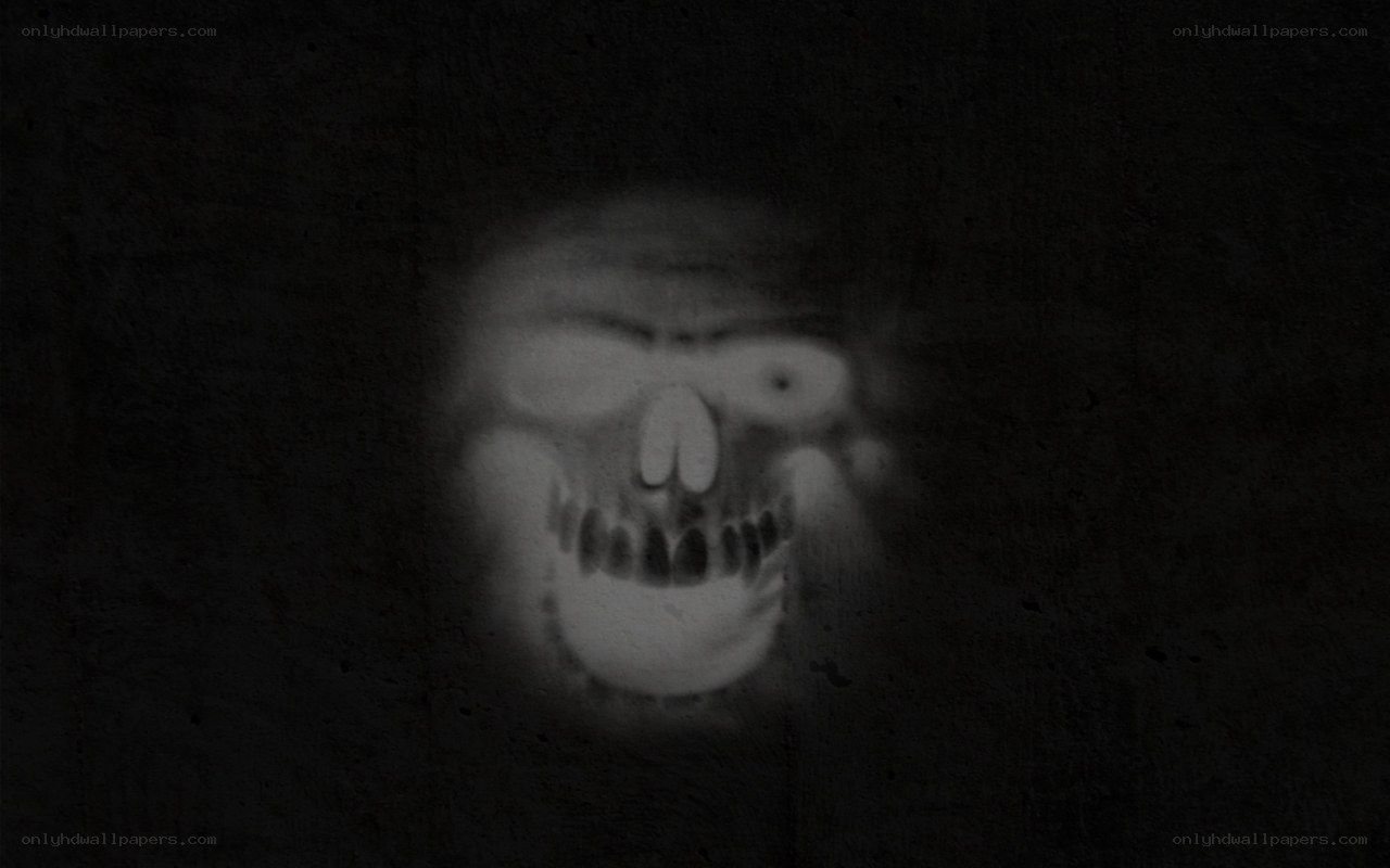 ghostly skull in darkness