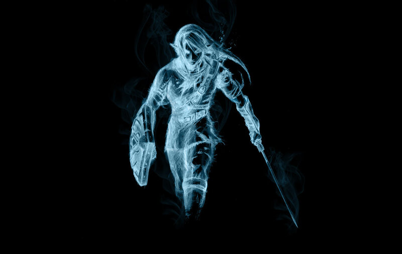 Ghostly Warrior Figure — Blue