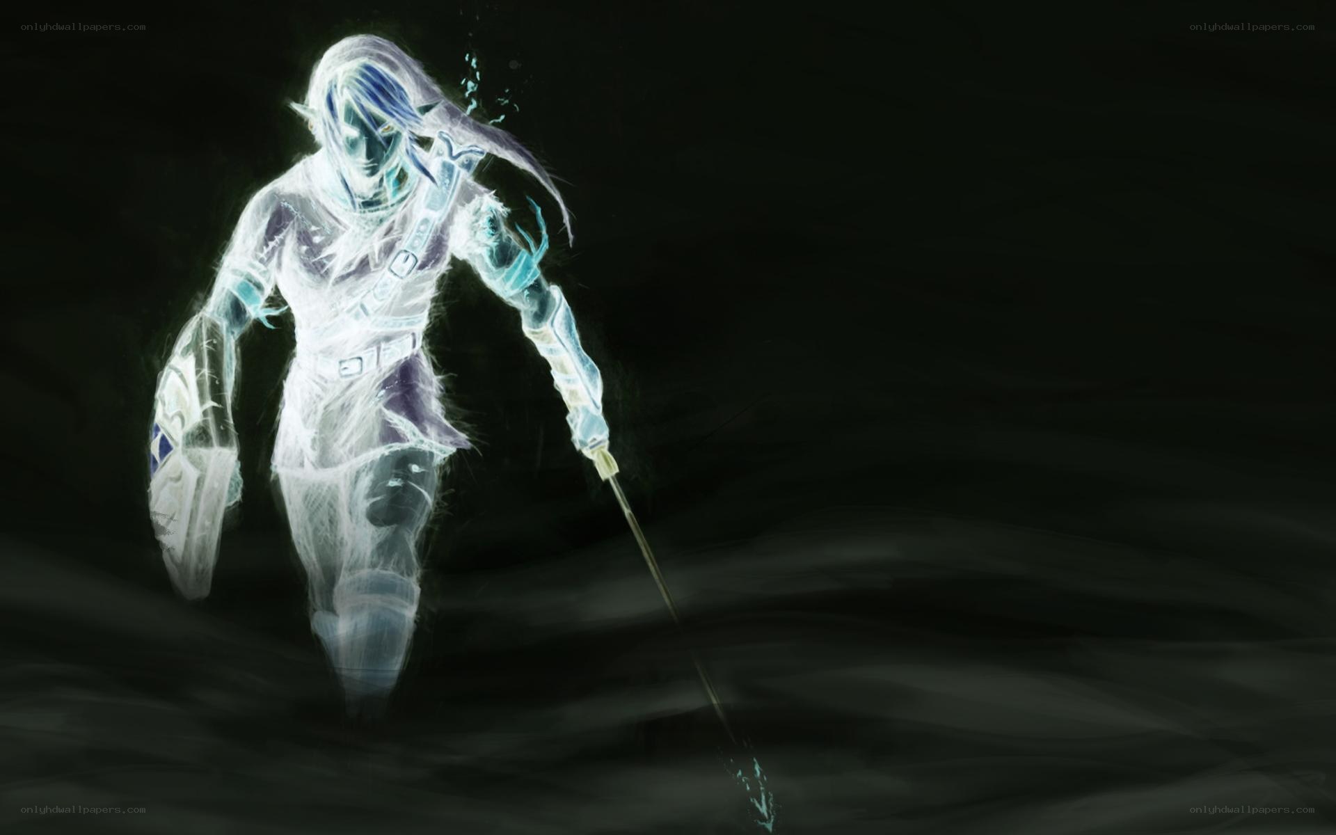 ghostly warrior in dark water