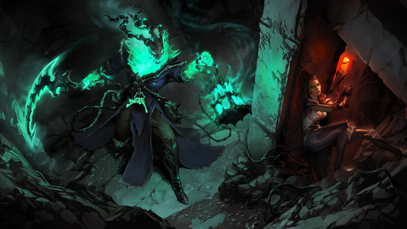Ghostly Warrior with Scythe — Green