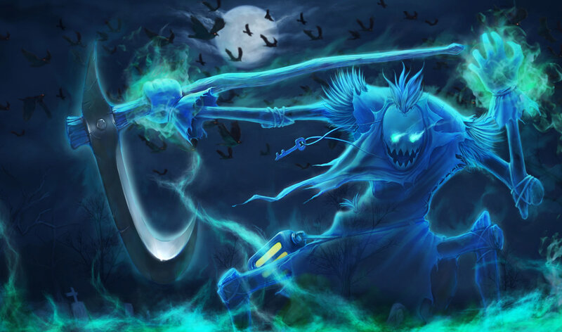 Ghostly warrior with scythe